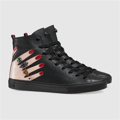 high top gucci snakes|Gucci embroidered sneakers.